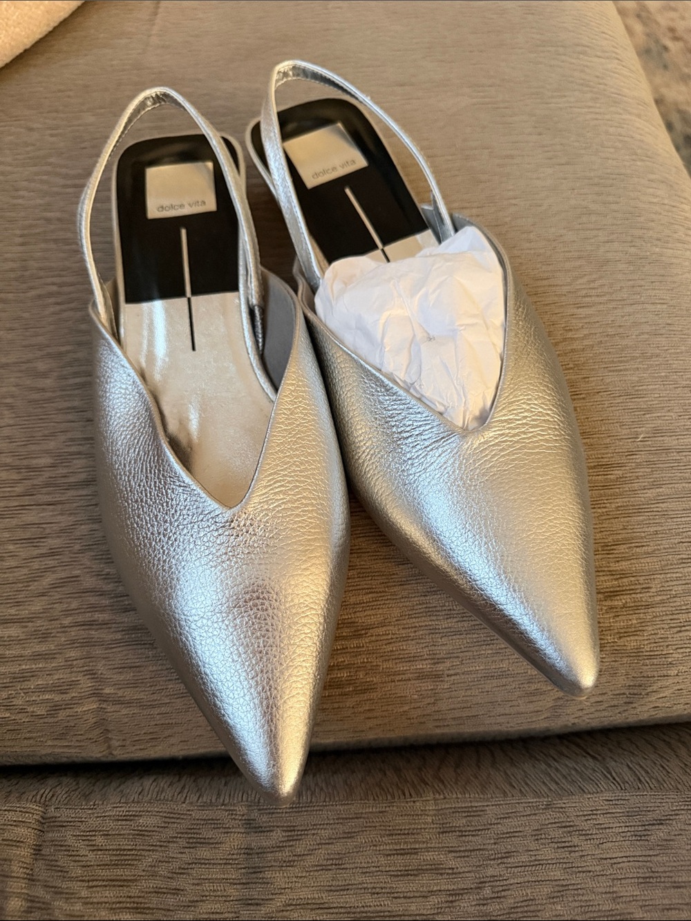 Dolce Vita Silver Pointed Slingback Flats